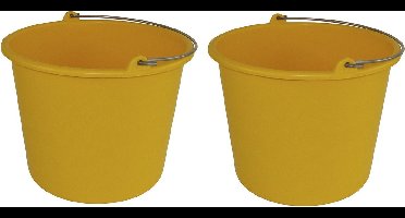 Plasticforte Emmer - 2x - geel - kunststof - met hengsel - 12 liter - Schoonmaak emmer - Schoonmaken
