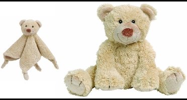 Happy Horse beer Boogy beige knuffeldoekje en knuffel 35 cm - Knuffelbeer - Kraamcadeau - Baby speelgoed