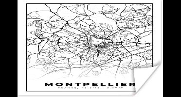 Poster Stadskaart - Montpellier - Plattegrond - Kaart - Frankrijk - Zwart wit - 30x20 cm