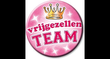 Roze vrijgezellen team button - dames - bachelor party - pre huwelijk feestje