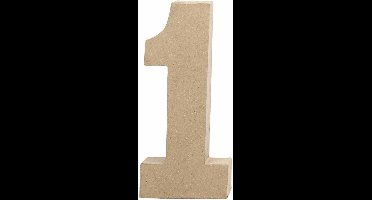 Cijfer, 1, H: 20,5 cm, B: 9,5 cm, dikte 2,5 cm, 1 stuk