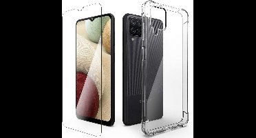 Hoesje Geschikt Voor Samsung Galaxy A12 Hoesje + 1x Screen Protector, met Galaxy A12 Anti-Scratch siliconen Shockproof Cases Cover