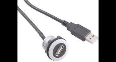 TRU COMPONENTS USB-05-BK USB-inbouwbus 2.0 Bus, inbouw, Stekker USB-bus type A verlicht naar USB-steker type A met 60 c