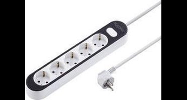 Sygonix SY-4538272 Stekkerdoos met schakelaar 5-voudig Wit, Zwart Randaarde stekker 1 stuk(s)