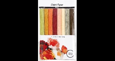 Crêpepapier, vel 25x60 cm, Crêpe-verhouding: 180%, 105 gr, pastelkleuren, 8 vel