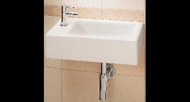 Xellanz Metis fontein 50x25cm inclusief kraan sifon en afvoerplug wit