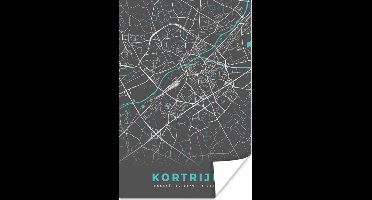 Poster Plattegrond – Kortrijk – Blauw – Stadskaart - Kaart - 20x30 cm