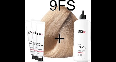 Kis KeraCream Color - 100ml - Haarverf Set - 9FS Zweeds blond | KIS - (3 x haarverf & 1L waterstofperoxide)
