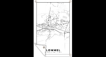 Tuindecoratie België – Lommel – Stadskaart – Kaart – Zwart Wit – Plattegrond - 40x60 cm - Tuinposter - Tuindoek