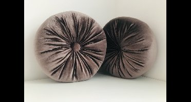 Gustiana® Set van 2 Luxe VELOURS sierkussens - ø 30 cm - rond - Taupe