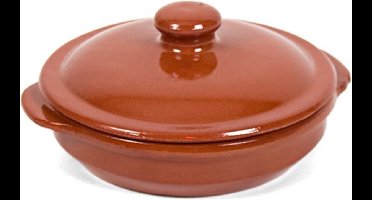 Gerimport ovenschaal/stoofpot - Oviedo - aardewerk - 18 x 9 cm - met deksel - bruin