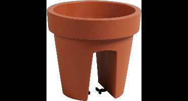 Balkon plantenpot/bloempot - terracotta - 5 liter - kunststof - D25 x H23 cm - met relingklem
