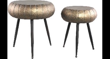 PTMD Reddick Ronde Bijzettafel - 47x45x50 cm - Set van 2 - Goud