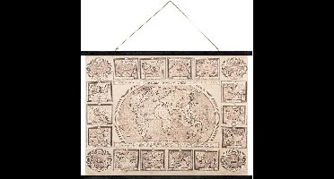 Balvi Wandposter Oude Wereldkaart 74 Cm Hout/canvas Bruin