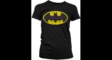 DC Comics Batman Dames Tshirt -L- Distressed Logo Zwart