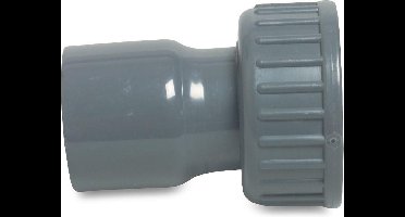 VDL 2/3 koppeling handgevormd PVC-U 25 mm x 1" lijmmof x wartel binnendraad 16bar grijs