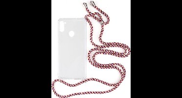 Shop4 - Samsung Galaxy A11 Hoesje - Zachte Back Case met Koord Multi Rood