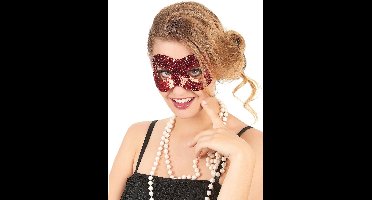 Vegaoo - Masker met rode lovertjes voor volwassenen