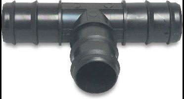 T-stuk 90° PP 50 mm barbed 4bar zwart, per 5 stuks