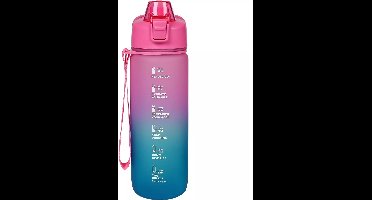 Benson Drinkfles 750 ml - Motivatie & Zeef - Blauw/Roze - Handig voor onderweg