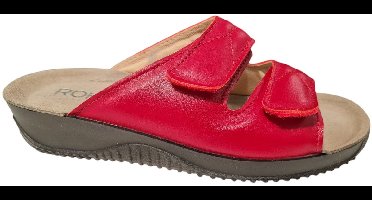 Rohde Dames Slippers Met Klittenband Sluiting - Rood - 40