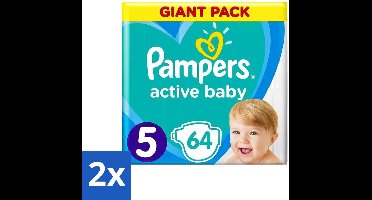Pampers - Active Baby - Luiers - Maat 5 (11-16 kg) - Zachte Pasvorm - 64 Luiers - Voordeelverpakking - 2 stuks