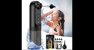 Zylo® Oordouche - Oorspuit - Oorreiniging - Waterdichte 4 Vervangende Tips - 25x8x1cm - Zwart