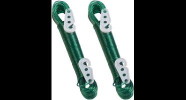 Lifetime Clean Waslijn - 2x - 20 meter - PVC - groen - drooglijn / waslijndraad - wasgoed ophangen - met 2 haakjes