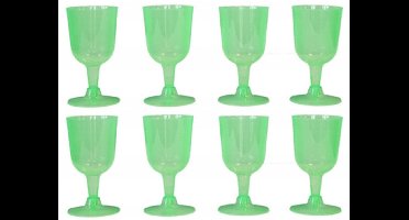 Excellent Houseware Wijnglazen - 8x - groen - kunststof - 160ml - herbruikbaar wijnglas