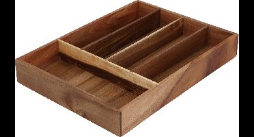 Excellent Houseware Bestekbak - acacia hout - 35 x 26 x 5 cm - 5-vaks