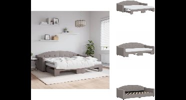 vidaXL Slaapbank Met Onderschuifbed - Slaapbanken Met Onderschuifbedden - Slaapbank - Bedbank - Slaapbank met onderschuifbed en matrassen 90x200 cm stof taupe