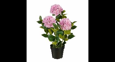 Mica Decorations Kunstbloem Hydrangea - 40x40x65 cm - Polyester - Roze