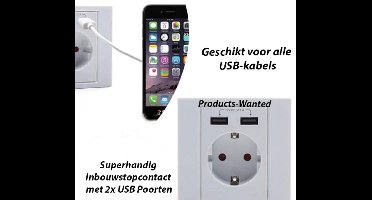 2-Stuks Superhandig Inbouwstopcontact met 2x USB Poorten
