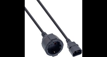 C14 - CEE 7/3 stroomkabel voor UPS/PDU - 3x 0,75mm / zwart - 1 meter