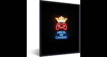 Game Poster - Gaming quotes - Neon - House of gaming - Kroon - Tekst - 60x80 cm