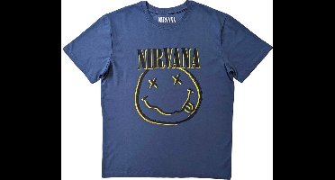 Nirvana - Inverse Happy Face Heren T-shirt - L - Blauw