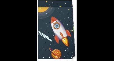Uitdeelzakjes - Space - Ruimte - Raket - 4 stuks - 22x13,5cm - Cadeauzakjes - Papieren zakjes - Kinderfeestje