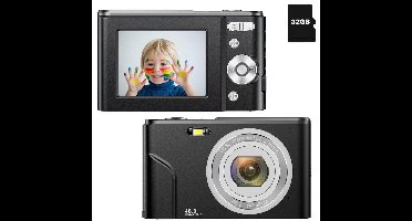 Digitale camera 48 MP, 1080p FHD, 16x zoom, 32GB geheugenkaart