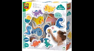 SES Creative - Tiny Talents - Bad Dino’s Set - foam dino’s - plakken op natte tegels - stimuleert fantasie - veilig badspeelgoed - creatief spelen - dinosaurus speelgoed