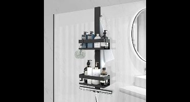 Zylo® Doucherek aan Douchewand - Doucherek Zonder Boren - Doucherek Hoek - ‎10 x 23 x 66 cm - Zwart
