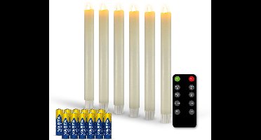 FlinQ LED Dinerkaarsen met Bewegende Vlam - Incl Batterijen - Nep Kaarsen met Flikkerende Vlam - Inclusief Afstandsbediening met Timer En Dimfunctie - 6 Stuks - Wit