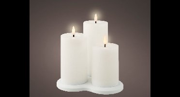 Set van 3 oplaadbare LED wax kaarsen wit - ø7,5x17,5 cm