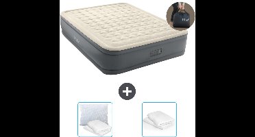 Intex Luchtbed - 2-Persoons - 152 x 203 x 46 cm - Grijs - Inclusief pomp - Kussen en Kussenbeschermer