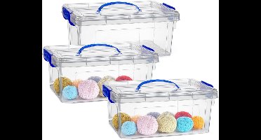 Plasticforte Opslagbox - 3x - met deksel - transparant blauw - 8.5 liter - 36 x 26 x 15 cm - kunststof - opbergdoos - opbergen