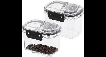 HI Voorraad bus - 2x - transparant - 700 ml - 14 x 11 x 10 cm - met deksel - voorraadbus/bakjes
