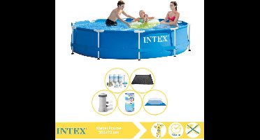 Intex Metal Frame Zwembad - Opzetzwembad - 366x76 cm - Inclusief Onderhoudspakket, Filter, Grondzeil en Solar Mat