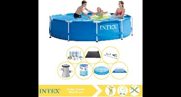 Intex Metal Frame Zwembad - Opzetzwembad - 305x76 cm - Inclusief Solarzeil, Onderhoudspakket, Filter, Grondzeil, Stofzuiger en Solar Mat