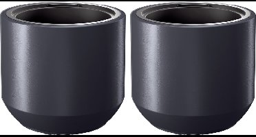 Prosperplast Plantenpot/bloempot Sevilla - 2x - buiten/binnen - kunststof - antraciet - D30 x H29 cm - met binnenpot