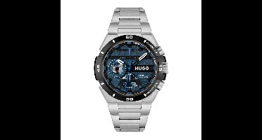 HUGO HU1530337 #WILD Heren Horloge - Mineraalglas - Staal - Zilverkleurig - 46 mm breed - Quartz - Vouw/Vlindersluiting - 5 ATM (douchen)
