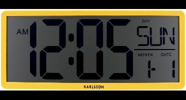 Karlsson Wandklok Retro LCD - Geel - 34.8x2.7x14.8cm - Wandklok Scandinavisch